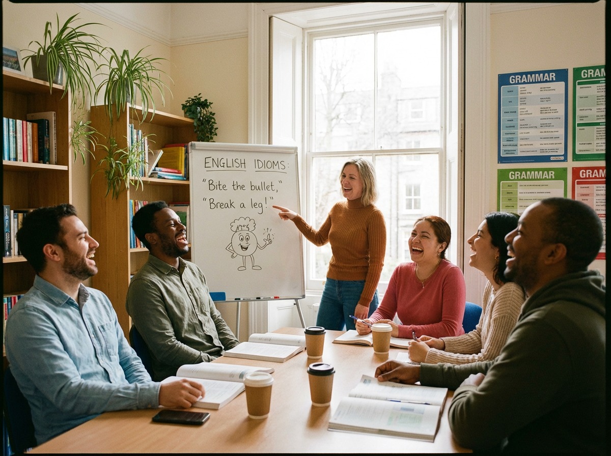 Grupo de estudiantes en clase de inglés en Cheeky English Murcia.